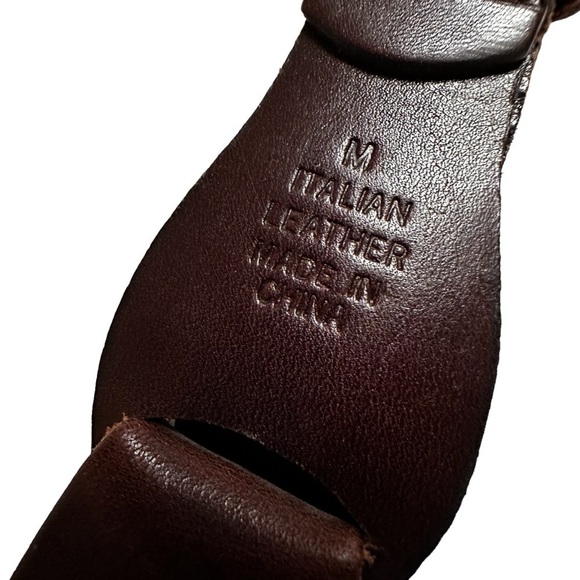 Brown Italian Leather Women's Looped Belt, Medium - Picture 8 of 13